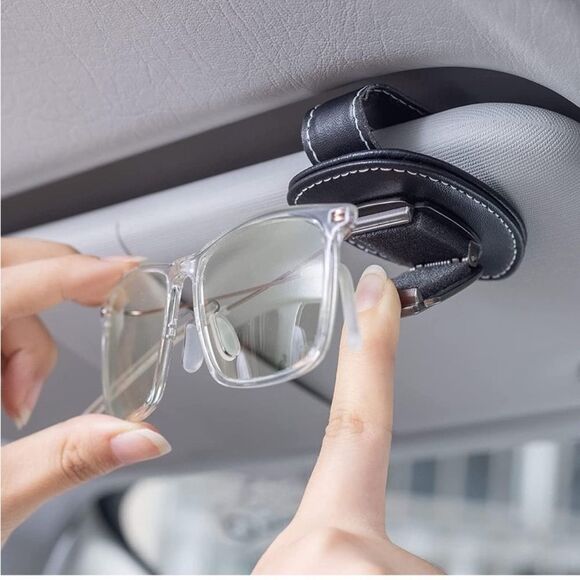 BMW Sunglass Holder for Car with Logo Black PU Leather NWT - Picture 8 of 10